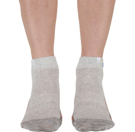 Chaussette basse de randonnée lin  et coton fraiche douce respirante Made in France Gris Orange
