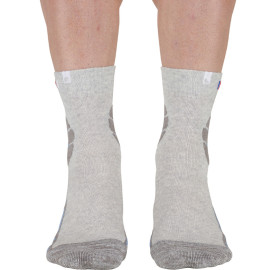 Chaussette MID de randonnée lin  et coton fraiche douce respirante Made in France beige - bleu