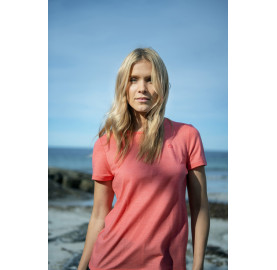 100 % naturel Mérinos et tencel tee-shirt Femme été VALLDAL MERINO 130 TEE W DEVOLD corail
