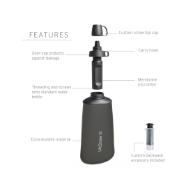 gourde souple solide filtre amovible à membrane et bouchon pour le transport LIFESTRAW Flex basic filtre