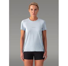 T-shirt technique MOLVENO de AYAQ POUR FEMME, fabriqué en EUROPE, respirant pour l’aventure et les efforts intensifs Bleu clair