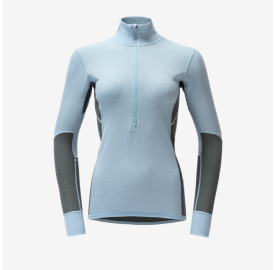 Sous-pull Mérinos Femme WOOL MESH 190 ZIP NECK WOMAN DEVOLD Made in Europe fin ventilé ski de fond