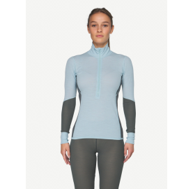 Sous-pull Mérinos Femme WOOL MESH 190 ZIP NECK WOMAN DEVOLD Made in Europe fin ventilé ski de randonnée